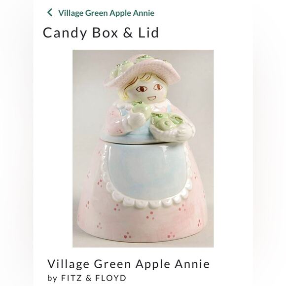 2 Vintage Fitz‎ & Floyd Candy Boxes, Village Green Apple Annie, Apple Cart - Picture 13 of 13